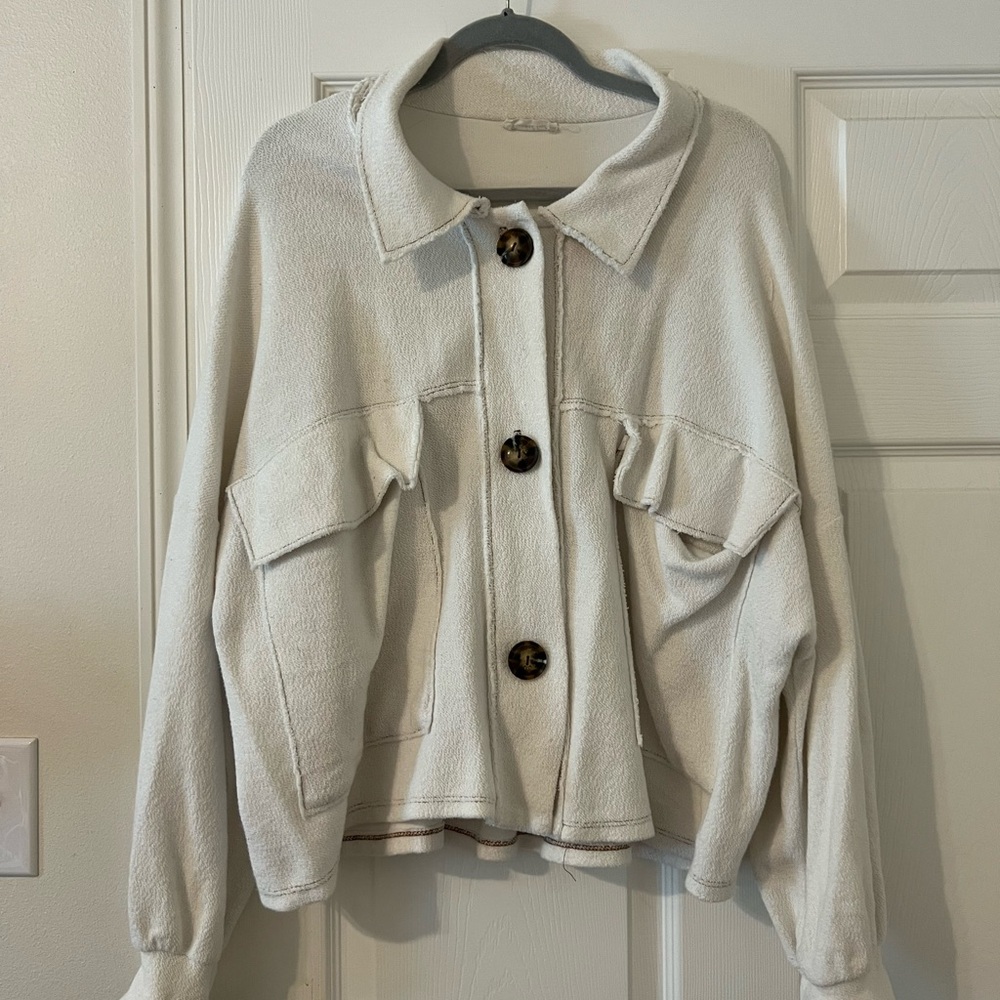 Women's Cream Button-Up Jacket